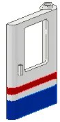 LEGO part Door 1 x 4 x 5 Train Right, Thin Support at Bottom with Red/Blue Stripe Pattern 4182p06