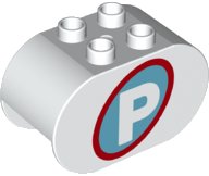 LEGO part Duplo, Brick 2 x 4 x 2 Rounded Ends with Parking Sign Pattern (4198pb41)