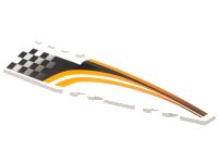 LEGO part Wedge 12 x 3 Right with Black/Orange Checkered/Striped Race Pattern 42060pb03