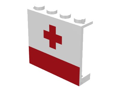 LEGO onderdeel Panel 1 x 4 x 3 - Solid Studs with Red Cross and Stripe Pattern (4215ap02)