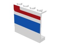 LEGO part Panel 1 x 4 x 3 - Solid Studs with Red/Blue Stripe Right Pattern 4215ap05