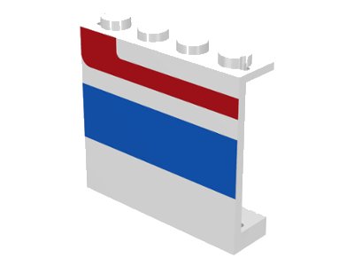 LEGO onderdeel Panel 1 x 4 x 3 - Solid Studs with Red/Blue Stripe Right Pattern (4215ap05)