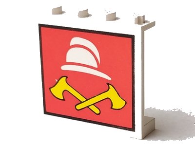 LEGO onderdeel Panel 1 x 4 x 3 - Solid Studs with White Fireman Cap and 2 Yellow Axes Pattern (4215apx4)