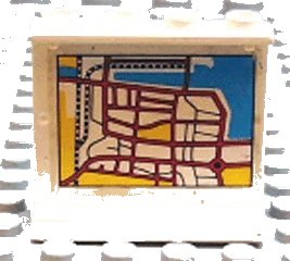 LEGO onderdeel Panel 1 x 4 x 3 - Hollow Studs with Map Street Pattern 2 on Inside (Sticker) - Set 6598 (4215bpb05)