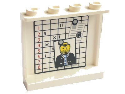 LEGO part Panel 1 x 4 x 3 - Hollow Studs with Police Case Board and Minifigure Photo Pattern on Inside (Sticker) - Set 7743 (4215bpb19)