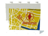LEGO part Panel 1 x 4 x 3 - Hollow Studs with Map Street Pattern 5 and Minifigure in Circle (Sticker) - Set 7034 4215bpb27