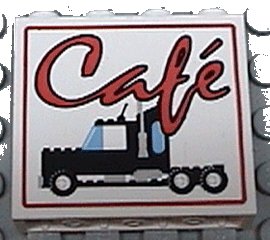 LEGO onderdeel Panel 1 x 4 x 3 - Hollow Studs with Red Café (Cafe) and Black Semi-Truck Pattern (4215bpx15)
