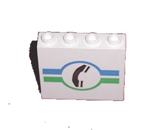 LEGO onderdeel Panel 1 x 4 x 3 - Hollow Studs with Telephone and Green / Blue Lines Pattern (4215bpx18)