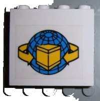 LEGO part Panel 1 x 4 x 3 with Box and Arrows and Globe Pattern (Sticker) - Sets 4555 / 6542 4215pb036