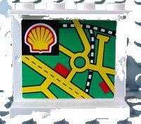 LEGO part Panel 1 x 4 x 3 with Map Street Pattern 4 and Shell Logo on Inside (Sticker) - Set 1254 4215pb044