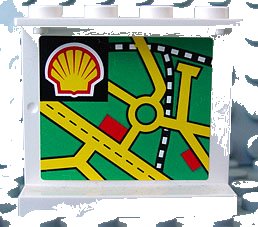 LEGO onderdeel Panel 1 x 4 x 3 with Map Street Pattern 4 and Shell Logo on Inside (Sticker) - Set 1254 (4215pb044)