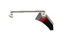 LEGO part Technic, Panel Car Mudguard Arched 13 x 2 x 5 Straight Top with Black, Red and Gray Diagonal Stripes Pattern Model Back Left Side 42545pb002L