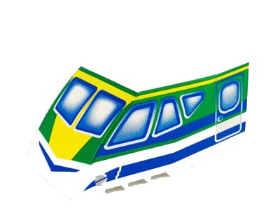 LEGO onderdeel Windscreen 8 x 6 x 4 Canopy with Hinge and Airliner Cockpit Blue/Green Pattern (42602pb01)