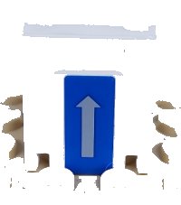 LEGO part Container, Box 2 x 2 x 2 Door with Slot with Arrow Vertical on Blue Pattern (Sticker) - Set 7741 4346pb16