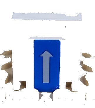 LEGO part Container, Box 2 x 2 x 2 Door with Slot with Arrow Vertical on Blue Pattern (Sticker) - Set 7741 (4346pb16)