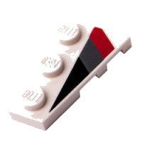 LEGO onderdeel Wedge, Plate 3 x 2 Left with Black, Dark Bluish Gray and Red Racing Stripes Pattern 43723pb01