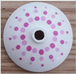 LEGO part Dish 3 x 3 Inverted (Radar) with Bright Pink and Magenta Dots Pattern (43898pb007)