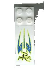 LEGO onderdeel Slope, Curved 6 x 2 with R Power Black, Blue and Lime Pattern (Sticker) - Set 8139 44126pb003