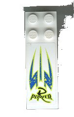 LEGO onderdeel Slope, Curved 6 x 2 with R Power Black, Blue and Lime Pattern (Sticker) - Set 8139 (44126pb003)