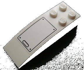 LEGO onderdeel Slope, Curved 6 x 2 with Hatch Handle and Black Rivets Pattern (Sticker) - Set 4642 (44126pb025)