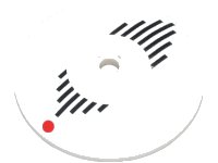 LEGO part Dish 6 x 6 Inverted (Radar) - Solid Studs with Black Lines and Red Dot Pattern 44375bpb17