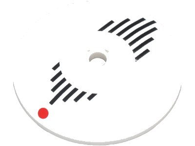 LEGO onderdeel Dish 6 x 6 Inverted (Radar) - Solid Studs with Black Lines and Red Dot Pattern (44375bpb17)