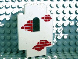 LEGO onderdeel Panel 2 x 5 x 6 Wall with Window with Red Bricks Scattered Pattern (4444p06)