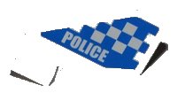 LEGO part Tail Shuttle, Small with 'POLICE' and Blue and White Checkered Pattern on Both Sides (Stickers) - Set 4440 44661pb018