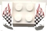 LEGO part Vehicle, Mudguard 2 x 4 with Headlights Overhang with Checkered Flame Pattern on Both Sides (Stickers) - Set 8121 44674pb04