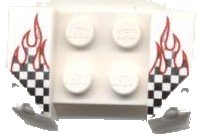 LEGO onderdeel Vehicle, Mudguard 2 x 4 with Headlights Overhang with Checkered Flame Pattern on Both Sides (Stickers) - Set 8121 (44674pb04)