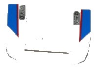 LEGO part Vehicle, Mudguard 2 x 4 with Headlights Overhang with 'NUTY REZ' and Red Line on Blue and White Pattern on Both Sides (Stickers) - Set 8125 44674pb18