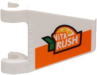 LEGO onderdeel Flag 2 x 2 Trapezoid with 'ViTA RUSH' Logo and Orange Stripe Pattern on Both Sides 44676pb055