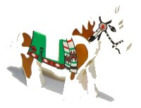 LEGO onderdeel Horse with Green Blanket, Left Side Red Hand Pattern 4493c01px3