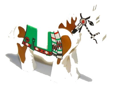 LEGO onderdeel Horse with Green Blanket, Left Side Red Hand Pattern (4493c01px3)
