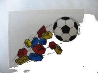 LEGO onderdeel Slope 10 6 x 8 with Bricks and Soccer Ball (Football) Pattern (Sticker) - Sets 3309 / 3310 4515pb003