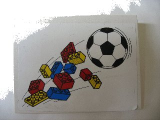 LEGO onderdeel Slope 10 6 x 8 with Bricks and Soccer Ball (Football) Pattern (Sticker) - Sets 3309 / 3310 (4515pb003)