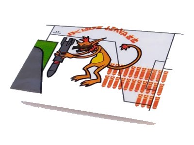LEGO onderdeel Slope 10 6 x 8 with Orange Hits Pattern Model Left Side (Sticker) - Set 7676 (4515pb035l)