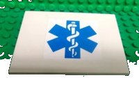 LEGO part Slope 10 6 x 8 with Blue EMT Star of Life Pattern (Sticker) - Set 3312 4515pb041