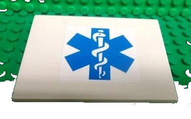 LEGO onderdeel Slope 10 6 x 8 with Blue EMT Star of Life Pattern (Sticker) - Set 3312 (4515pb041)