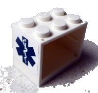 LEGO part Container, Cupboard 2 x 3 x 2 - Solid Studs with EMT Star of Life Pattern (Sticker) - Set 8635 4532apb03