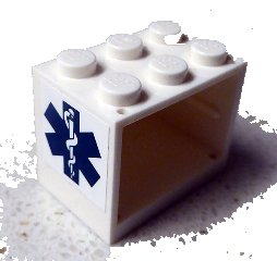 LEGO onderdeel Container, Cupboard 2 x 3 x 2 - Solid Studs with EMT Star of Life Pattern (Sticker) - Set 8635 (4532apb03)
