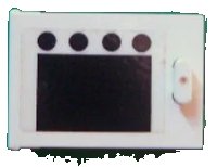 LEGO part Container, Cupboard 2 x 3 x 2 Door with Black Square and 4 Black Circles (Oven) Pattern (Sticker) - Set 6370 4533pb006