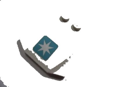 LEGO onderdeel Wedge 4 x 4 x 2/3 Triple Curved with Maersk Star Logo Pattern (Sticker) - Set 10219 (45677pb041)