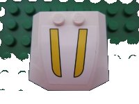 LEGO part Wedge 4 x 4 x 2/3 Triple Curved with Two Yellow Stripes Pattern (Sticker) - Set 3178 45677pb045