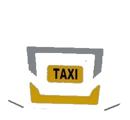 LEGO onderdeel Wedge 4 x 4 x 2/3 Triple Curved with Gray and Yellow Border and Black 'TAXI' on Yellow Background Pattern (Sticker) - Set 7937 (45677pb055)