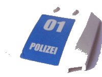 LEGO onderdeel Wedge 4 x 4 x 2/3 Triple Curved with White '01 POLIZEI' on Blue Background Pattern (Sticker) - Set 7744 45677pb068