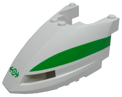 LEGO onderdeel Train Front 6 x 10 x 3 2/3 Triple Curved with Green Stripe and Train Logo Pattern (45706pb01)