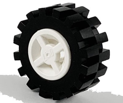 LEGO part Wheel 8mm D. x 6mm with Black Tire 15mm D. x 6mm Offset Tread Small (4624 / 3641) (4624c02)