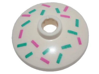 LEGO onderdeel Dish 2 x 2 Inverted (Radar) with Medium Azure and Pink Short Lines (Topping) Pattern (4740pb017)