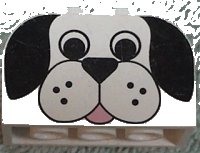 LEGO onderdeel Slope, Curved 4 x 2 x 2 Double with 4 Studs with Dog Face Pattern 4744pb17